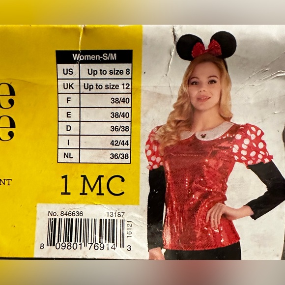 DISNEY MINNIE MOUSE COSTUME Red Sequin Long Sleeve Top NWT Halloween/Cosplay - Picture 9 of 10